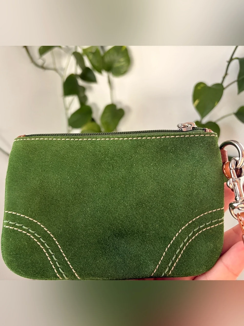 Coach Green Suede Wristlet